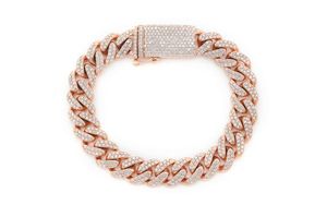10mm Miami Cuban Link Bracelet CustomDiamJewel Natural Diamond <b>Gold</b> Plated Women's Hip Hop Jewelry Manufacturer Price - Product Image 3