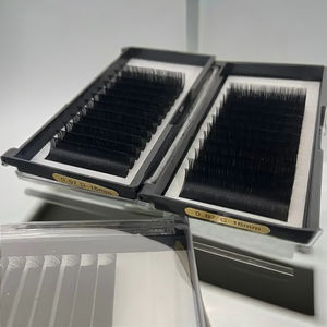 Extensions de cils volume noir mat foncé 0.05 0.07 0.10mm d'épaisseur, fibre PBT coréenne premium, courbure C, sans cruauté animale, véganes, Easy Fan - Product Image 1