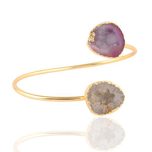 กำไลข้อมือแบบอิเล็กโทรดเคลือบทองลายหินคู่คอลเลกชันวินเทจเครื่องประดับกำไลข้อมือที่ไม่ซ้ำใครราคาส่ง - Product Image 3