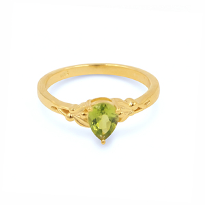 Anillo de Plata de Ley 925 con Peridoto en Forma de Pera y Diseño Cruzado, Joyería de Diseño Inspirada en la Naturaleza - Product Image 4