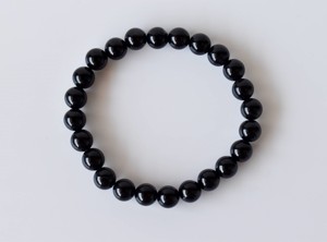 Bracelet en perles d'onyx noir de 8 mm, agate naturelle, boule de cristal, pierre précieuse, chakra, guérison, style bohème, unisexe, cadeau d'anniversaire - Product Image 1