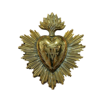 Corazón sagrado de Metal dorado, Milagros colgantes, corazón sagrado para iglesia, hogar, pared, regalo católico decorativo y decoración