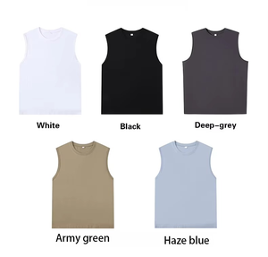 High Quality 220gsm 100% Cotton Blank Sleeveless Undershirts Tank Tops for Men Factory Wholesale Custom Logo Printing - Product Image 1