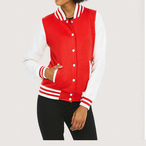 Veste de baseball Varsity grise décontractée pour femmes en vente sur mesure avec rembourrage en coton et logo personnalisé disponible en taille tissée - Product Image 5