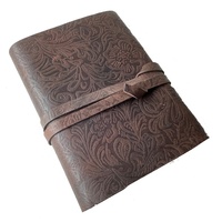 Journal Vintage en Cuir Véritable Relié Jardin Fleur Sort Livre des Ombres Avec Pierre Turquoise Antique Grimoire Journal & Cahier