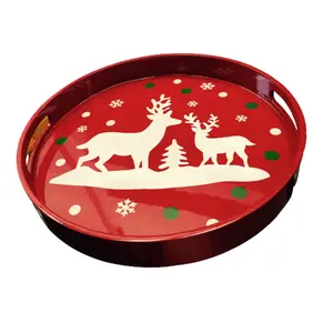 Wholesale modern wood Christmas lacquer serving tray cookie decorative tray for holiday from VietNam