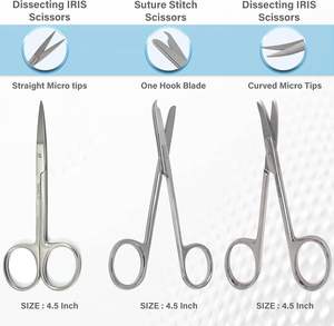 Ensemble de 7 instruments en acier inoxydable : Ciseaux, Pinces, Hémostases, Porte-aiguilles – Matériel de formation pour procédures médicales CE ISO - Product Image 2