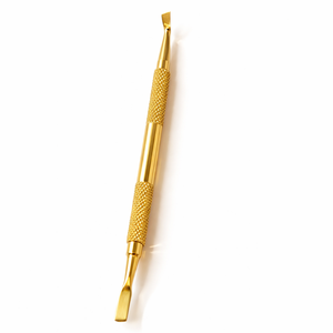 Empujador de Cutículas Reutilizable de Doble Punta, Limpiador de Uñas de Acero Inoxidable Dorado, Herramienta de Manicura y Pedicura, Fabricante OEM con Logotipo Personalizado - Product Image 1