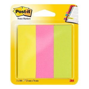 Post-It Sticky <b>Bookmarks</b> 671 3 Pads of 100 Sheets Each 2.5x7.6cm Assorted Colors for School and <b>Gifts</b> - Product Image 1