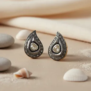 แหวนรูปทรงหยดน้ำประดับเพชรชุบโรเดียมสุดหรูสำหรับเป็นของขวัญเครื่องประดับสำหรับผู้หญิง - Product Image 1