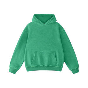 เสื้อมีฮู้ดผ้าฝรั่งเศสเทอร์รี่สไตล์วินเทจมีกระเป๋าแบบสวมหัวใส่ได้ทั้งชายและหญิงผ้าโพลีเอสเตอร์/ ผ้าฝ้ายฟอกสีขนาดใหญ่ - Product Image 1