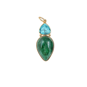 Pendentif Turquoise 8mm Trillion Forme 18x12mm Émeraude Or Vermeil Plaqué Rhodium Argent Sterling Lunette Pierre de Naissance Charms - Product Image 1