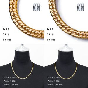 Collar de Cadena Curb Kihei de Oro de 18K de Murao Japan, Joyería Unisex de Oro Amarillo Sólido de 18kt, Cadena de Eslabones Clásica de Alta Calidad para Hombre y Mujer - Product Image 3