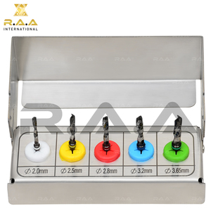 R.A.A. INTERNATIONAL Kit de Fresas para Implantes Dentales con Irrigación Externa, Set de 5 Piezas, Soporte, Logotipo Personalizado, Modelo RAA-118 CE - Product Image 6