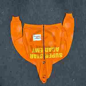 Sudadera Corta Naranja de Invierno de la Academia Trendy Superstar para Hombre, con Estampado de Letras Gruesas, Cierre Frontal, 100% Algodón, Estilo Urbano Informal - Product Image 3