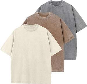 Logo personnalisé lot de 3 t-shirts surdimensionnés pour hommes t-shirt vintage en coton manches courtes décontractées chemises délavées à l'acide hauts unisexes - Product Image 3