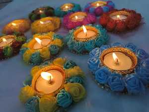 Bougeoir à fleurs chauffe-plat Diwali Festival décoration coloré à la mode décor à la maison cadeau de fête d'anniversaire pour invité faveur de mariage - Product Image 4