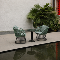 Chaise de salle à manger en aluminium tressé résistant aux UV pour hôtel, café, salon extérieur, personnalisable OEM