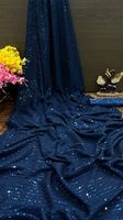 Magnifique Saree en Georgette de Soie à Bordure Double et Broderie, avec Blouse de Designer à Passepoil Arrière, pour Occasions Spéciales