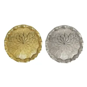 ถาดโลหะสีทองพร้อมดีไซน์แฮนด์เมดใหม่สำหรับตกแต่งสไตล์โมร็อกโก - Product Image 3
