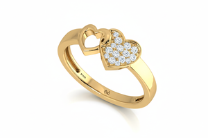 แหวนดีไซน์รูปหัวใจสำหรับผู้หญิง ทำจากทอง 14K และเพชรธรรมชาติ ประดับเพชร 15 เม็ด |   เครื่องประดับหรูหรา 0.10 กะรัต - Product Image 3