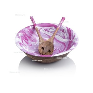 ชามเสิร์ฟอาหารทำจากไม้ Meena ชามเสิร์ฟช็อคโกแลตทรงกลมสำหรับโต๊ะอาหาร - Product Image 4