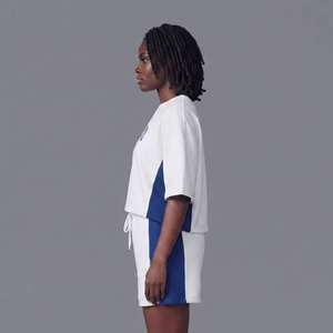 Ensemble t-shirt et short pour femme, style streetwear décontracté été, impression DTF personnalisée, logo sur mesure, hip hop, respirant, 2 pièces. - Product Image 6