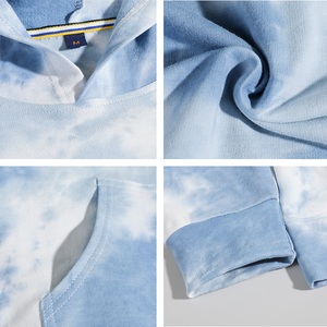 Conjunto de Sudadera con capucha de algodón con logotipo personalizado de alta calidad para hombre Sudadera con capucha de patrón sólido con tinte de corbata en blanco para invierno - Product Image 5