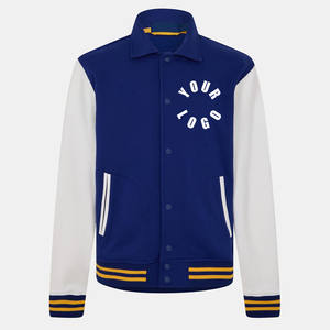 เสื้อแจ็กเก็ตทีมเบสบอลผ้ากำมะหยี่แขนเสื้อหนังปักลายสำหรับผู้ชายและผู้หญิง - Product Image 1