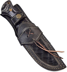 Cuchillo de Caza de Acero de Damasco Personalizable al por Mayor, Hecho a Mano con Mango de Cuerno de Ciervo, Funda de Cuero Fino, Estilo Vikingo, Cuchillo de Camping - Product Image 5