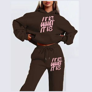 Nuevo Conjunto Deportivo Holgado para Mujer con Estampado Puff, Sudadera con Capucha y Pantalones Jogger, Impresión Sublimada de Alta Calidad, Suministro OEM - Product Image 4
