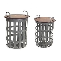Table basse ronde au design moderne avec cache de rangement latéral en bois massif noir en fer pour maisons contemporaines Depot Meubles décoratifs