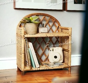 Handmade Eco-Friendly Bamboo Rattan Wicker Book <b>Shelf</b> 2 Tier Book Case Rack <b>for</b> Living Room Furniture - Product Image 6