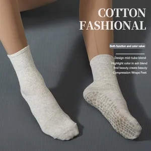 ODM Professional Crew Length Non-Slip Plaid <b>Grip</b> <b>Socks</b> for Pilates Barre and Yoga Anti-Slip Features Made in Vietnam - Product Image 1