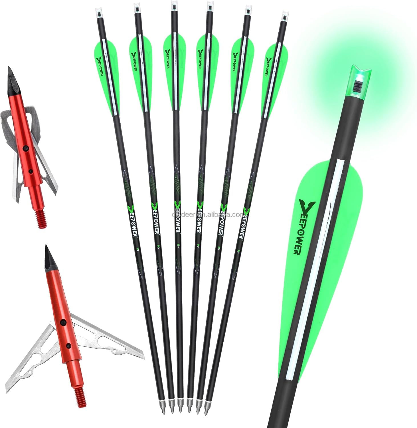 Flèches Carbone TOPARCHERY Pour Arbalète - Lot De 6/12 - 16/18/20/22 Pouces - Chasse/cible