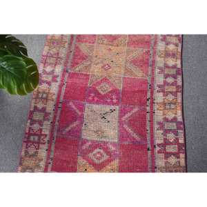 Alfombra de lana étnica hecha a mano de 2,6x10,4 pies, diseño de retazos beige rosa, alfombra turca para sala de estar y pasillo, respaldo de látex - Product Image 5