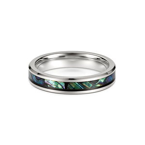 Jeulia Rose Gold Plated <b>Opal</b> Inlay Tungsten Wedding Band <b>Ring</b> for Women - Product Image 1