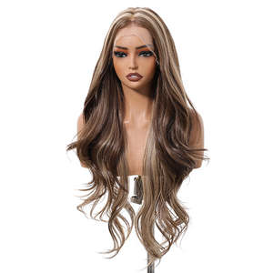 Perruque Body Waves 136 pour femmes, ondulations lâches, mèches blondes marron foncé, longue, avec filtre Biscuit-DWY, dentelle de haute qualité - Product Image 6