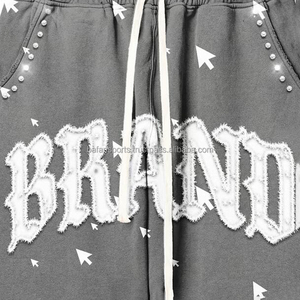 Pantalones de chándal holgados para correr de talla grande de diseñador personalizado 100%, pantalones informales de pierna recta y pierna ancha para correr, pantalones lavados para hombre - Product Image 2