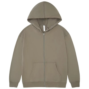 2024 hiver en gros 330-460Gsm personnalisé polaire 100% coton fermeture éclair à capuche Service OEM noir fermeture éclair araignée conception poche hommes fait - Product Image 1