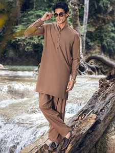 Robe décontractée de créateur à la mode pour hommes, ethnique pakistanaise Salwar Kameez, à porter au quotidien - Product Image 5