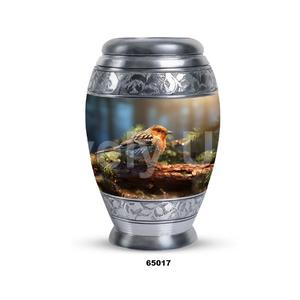 Hot Selling Aluminium Beautiful Sparrow Cremation Adult Urn for Human Ashes Keepsake Funeral Urn With Free <b>Velvet</b> <b>Bag</b> - Product Image 5