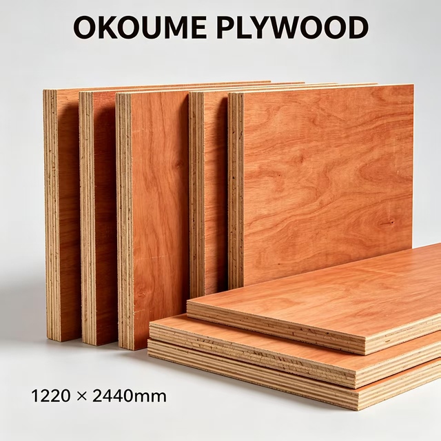 High Quality Okoume Faced Plywood Poplar Core Smooth Surface Commercial Plywood Sheets for Cabinet Door Furniture Production