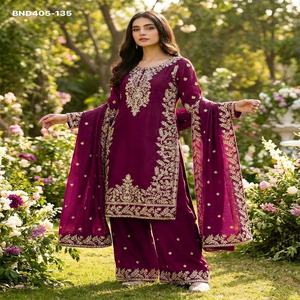 Costume Salwar en soie GMY pure fantaisie de créateur avec broderie et travail de séquence, vente en gros, approvisionnement en usine au prix le plus bas, mode féminine - Product Image 1