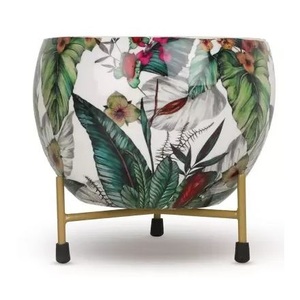 Collection de décorations pour le jardin Meena en métal antique fait à la main-Pots de fleurs et jardinières uniques en acier inoxydable Décoration de table - Product Image 3