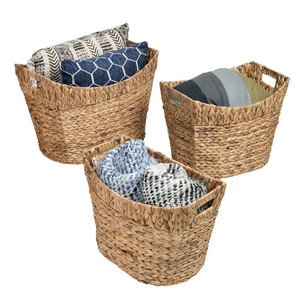 Meilleures ventes - Bacs de rangement écologiques en jacinthe d'eau tressée, organisateur de maison, lot de 3, multifonctionnels, faits à la main au Vietnam - Product Image 4