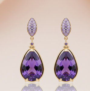 ต่างหูพลอยสีฟ้าอเมทิสต์ทรงลูกแพร์ 5 มม. เงินแท้ 925 ชุบทอง 18K เครื่องประดับคุณภาพ ราคาขายส่ง - Product Image 4