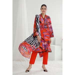 Ensemble de costume 3 pièces non cousu en coton et soie pour femme avec dupatta en mousseline imprimée CS-52004 - Product Image 2