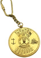 Calendrier perpétuel nautique antique de 100 ans en laiton poli avec porte-clés – Cadeau d'affaires doré pour lui et elle