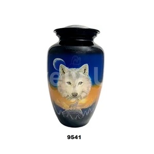 Lovely Wolf Blue Cremation Urn for Human Ashes-Urna hecha a mano funeraria para adultos con bolsa de terciopelo gratis - Product Image 1